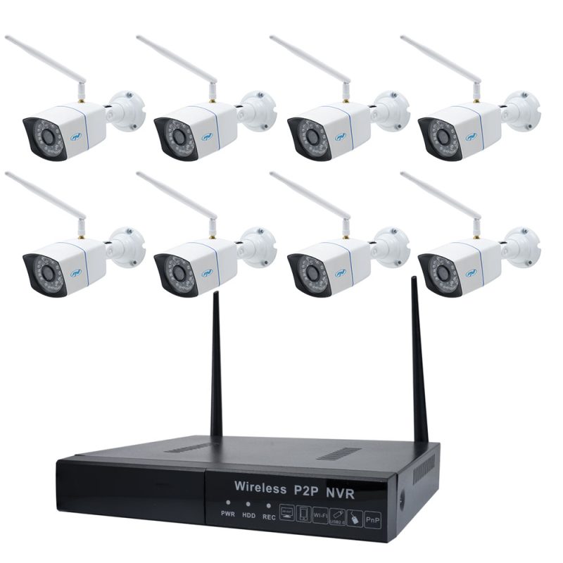 Pachet Kit supraveghere video PNI House WiFi550 NVR si 8 camere wireless