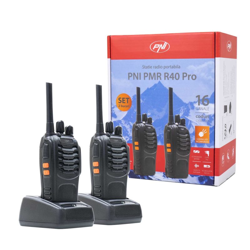 Kit 6 statii radio portabile PNI PMR R40 PRO acumulatori