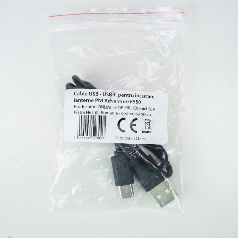 Cablu USB - USB-C pentru incarcare lanterne PNI Adventure F550