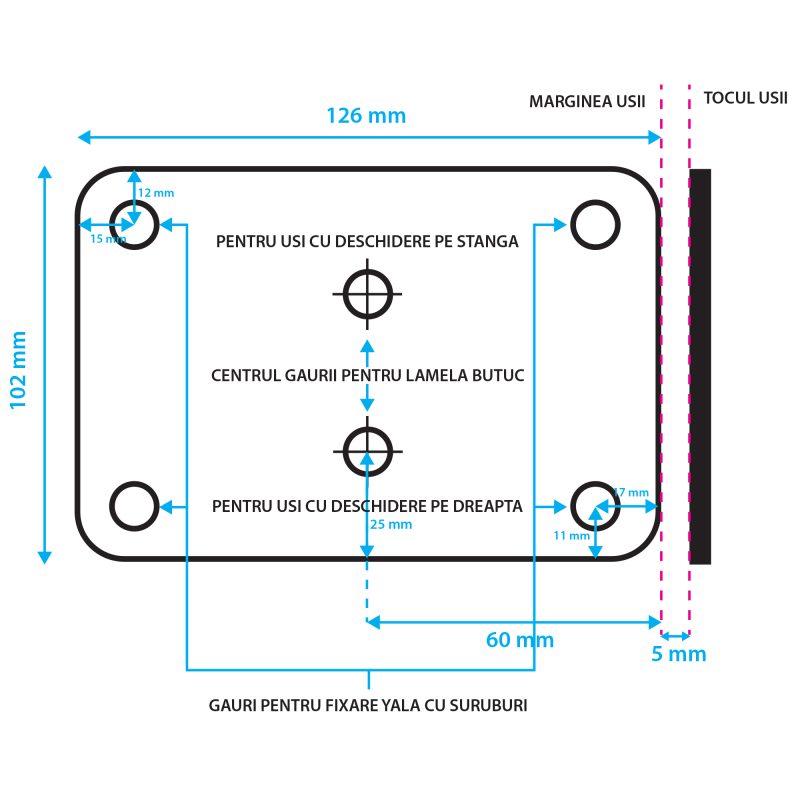 Yala electromagnetica PNI H1073A din otel cu butuc Fail Secure NC