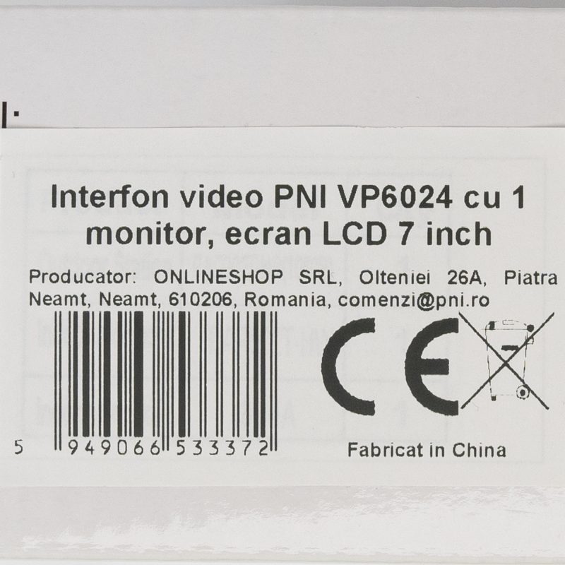 Interfon video inteligent PNI VP6024 cu 1 monitor