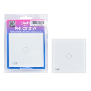 Intrerupator cap scara si cap cruce simplu cu touch PNI CS101W din sticla