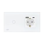 Intrerupator simplu PNI SH115W din sticla cu touch