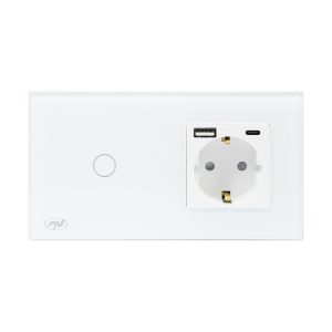 Intrerupator simplu PNI SH115W din sticla cu touch