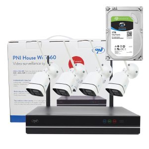Pachet Kit supraveghere video PNI House WiFi660 NVR si 4 camere wireless