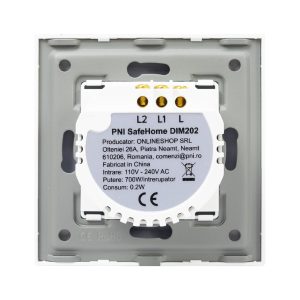 Intrerupator dublu cu touch si dimmer PNI SafeHome DIM202
