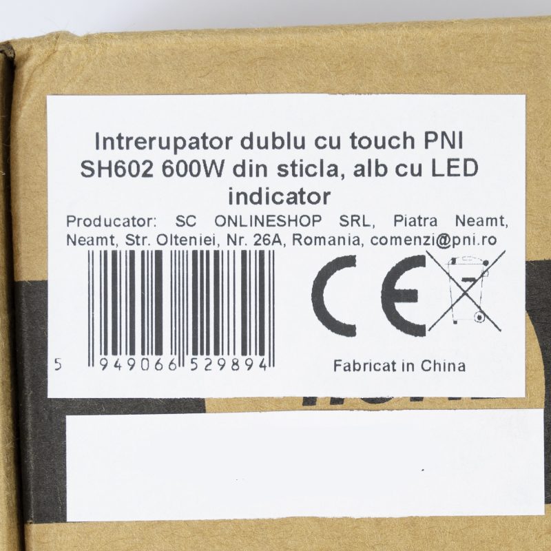 Intrerupator dublu cu touch PNI SH602 600W din sticla