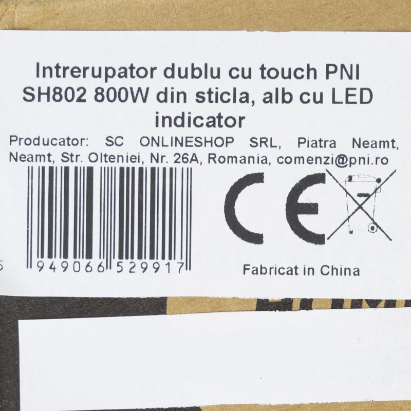 Intrerupator dublu cu touch PNI SH802 800W din sticla