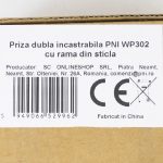 Priza dubla incastrabila PNI WP302 cu rama din sticla