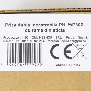Priza dubla incastrabila PNI WP302 cu rama din sticla