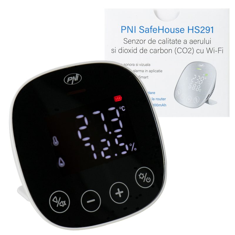 Senzor de calitate a aerului si dioxid de carbon (CO2) PNI SafeHouse HS291 cu Wi-Fi