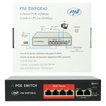 4 porturi POE 100 Mbps si 2 porturi UP Link 100 Mbps