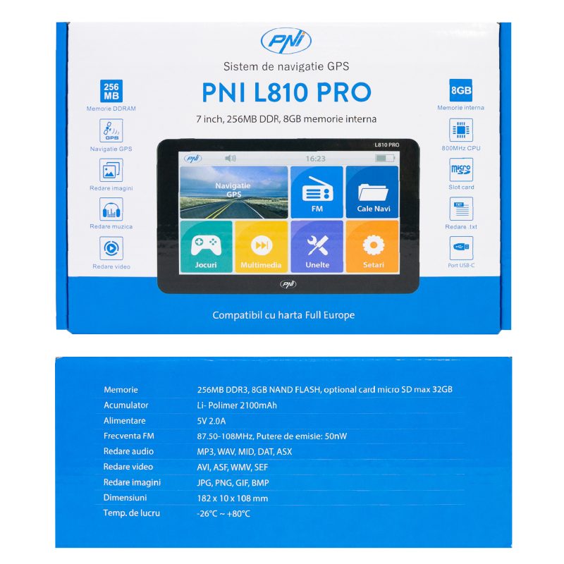 Sistem de navigatie GPS PNI L810 PRO ecran 7 inch