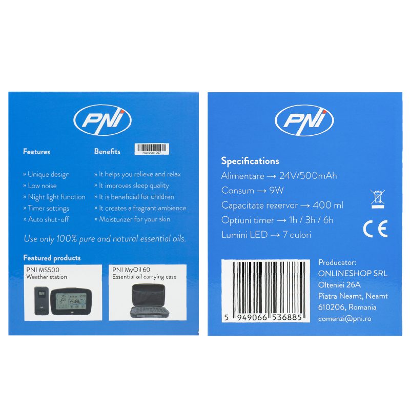 Difuzor aromaterapie PNI HU400 pentru uleiuri esentiale