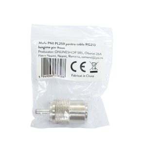 Mufa PNI PL259 pentru cablu RG213 lungime pin 9 mm
