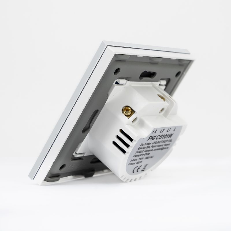 Intrerupator cap scara si cap cruce simplu cu touch PNI CS101W din sticla