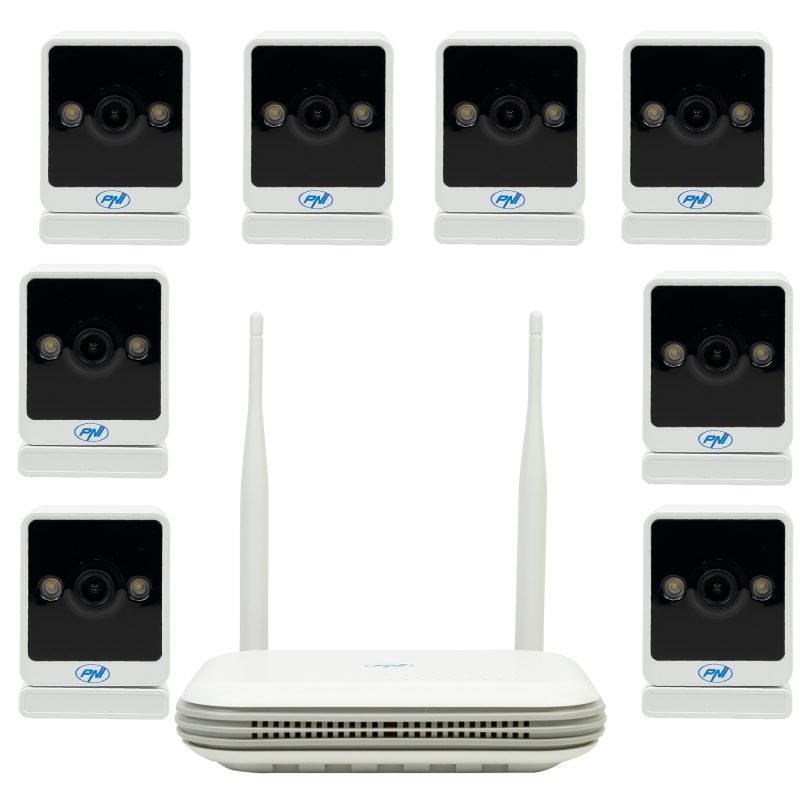 Kit supraveghere video wireless PNI House WiFi800 NVR si 8 camere PNI IP744 4MP