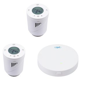 Kit Wifi 2 bucati cap termostatic inteligent PNI CT25T pentru calorifer si Hub PNI CT25WIFI cu control prin Internet
