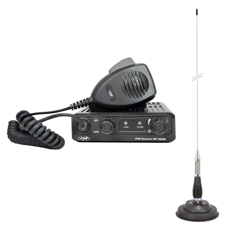 Kit Statie radio CB PNI Escort HP 2020 un singur canal 22 cu antena CB PNI ML100 cu magnet